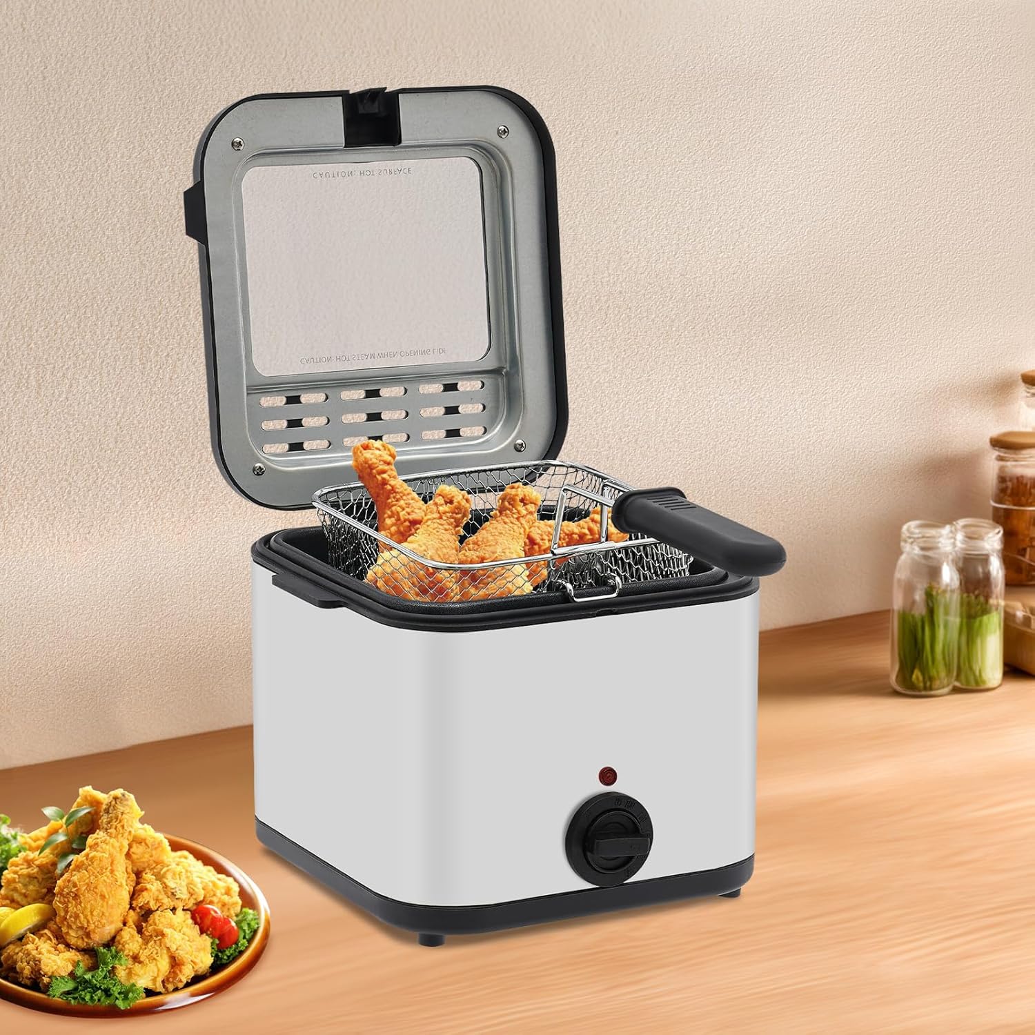 Kitchen Appliances Home - Countertop Electric Deep Fryer, 2.64qt 1000W
